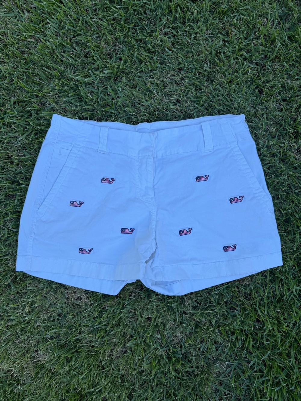VV American flag whale shorts red white and blue 4th of July patriotic shorts
